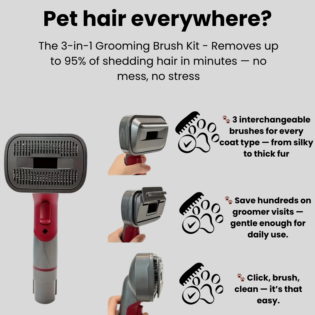 NALA™ 3-in-1 Pet Grooming Vacuum Brush Kit