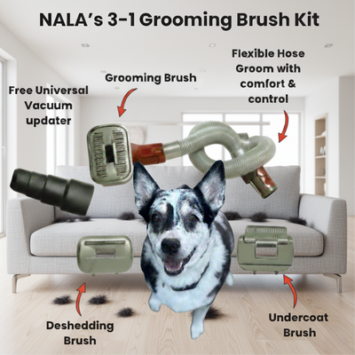 NALA™ 3-in-1 Pet Grooming Vacuum Brush Kit